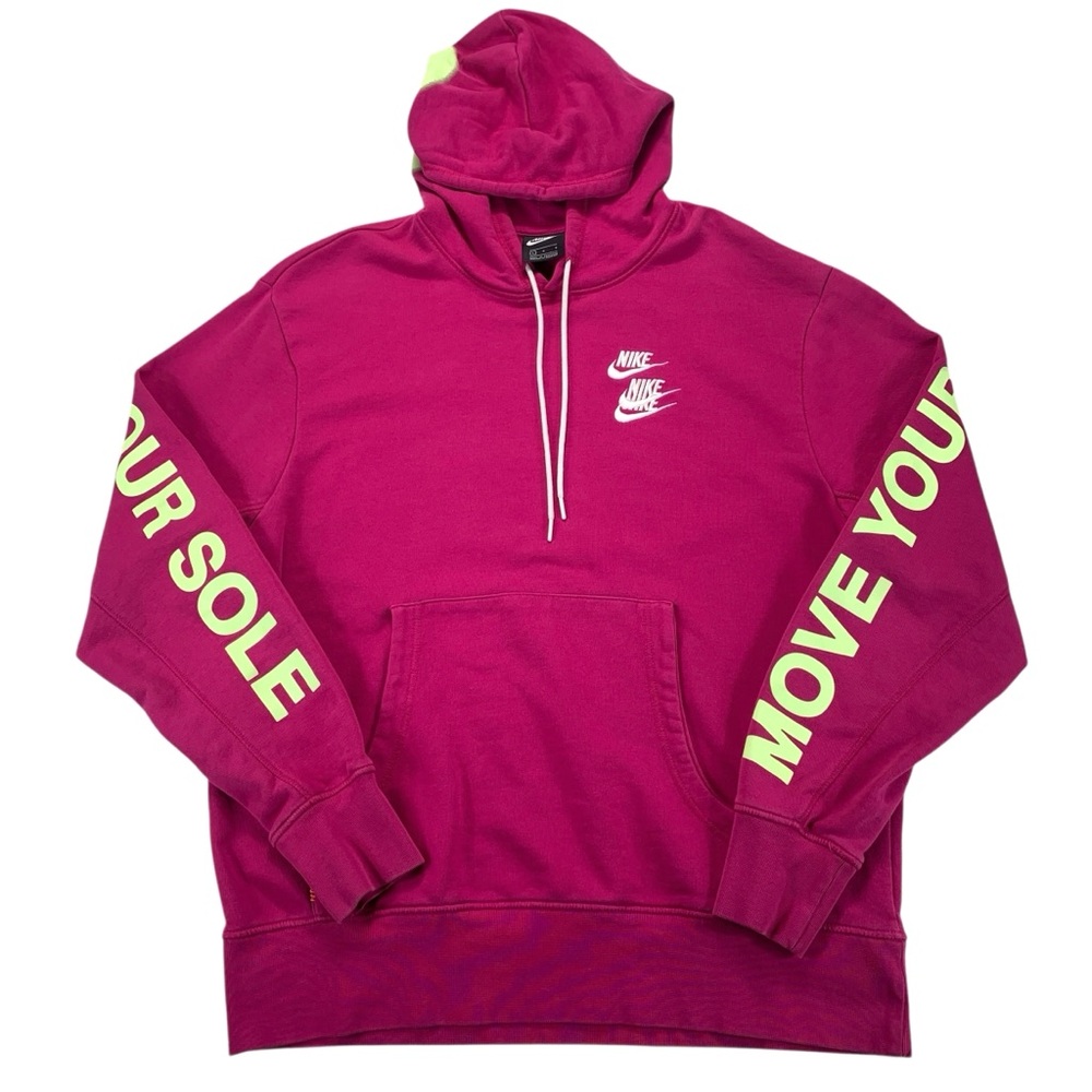 Nike Hoodie‎ World Tour Men’s Large Pink Volt Green Graphic Streetwear